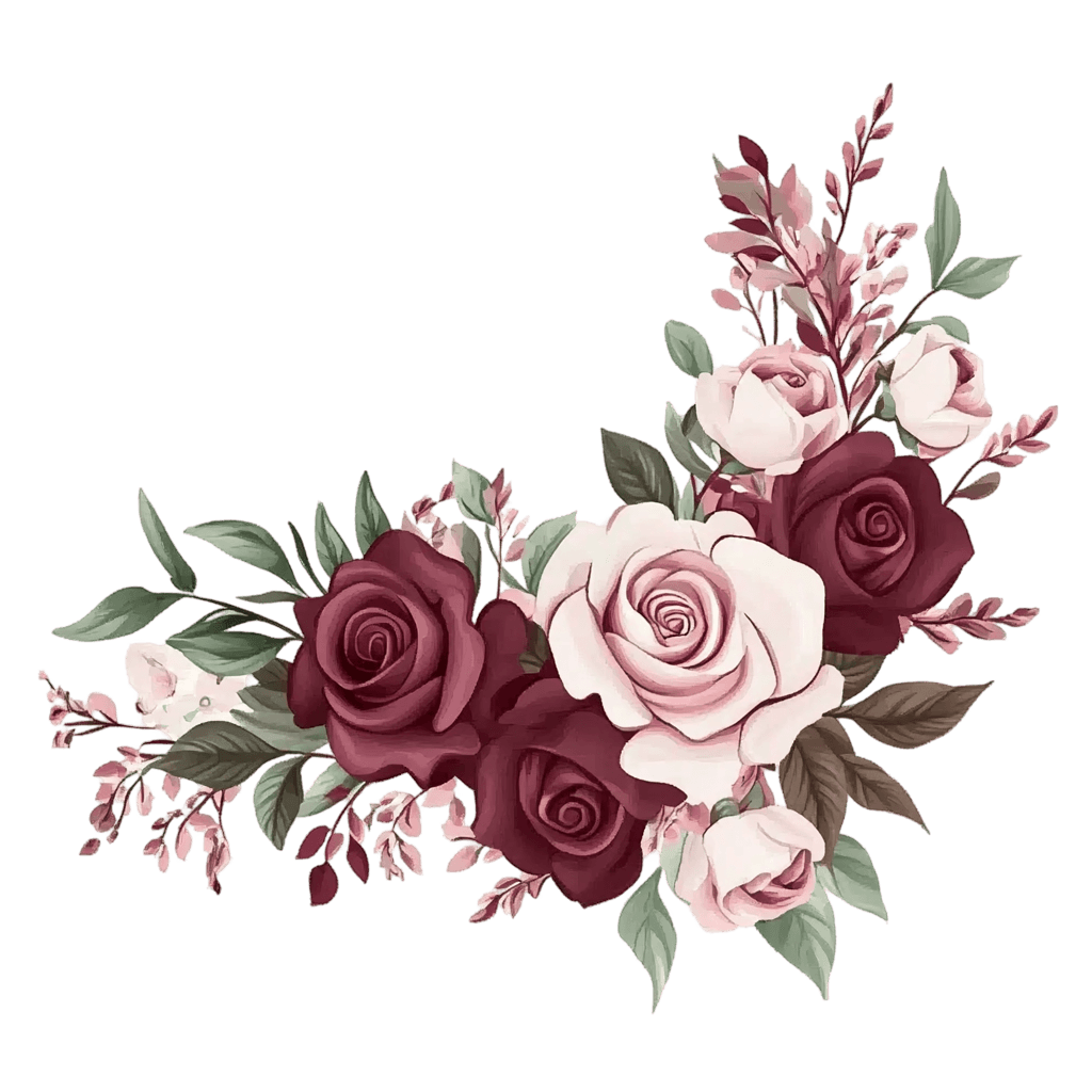 PNG Burgundy and Pink Roses Floral Corner Clipart by Multimedia Software (stockbyai) from nohat.cc